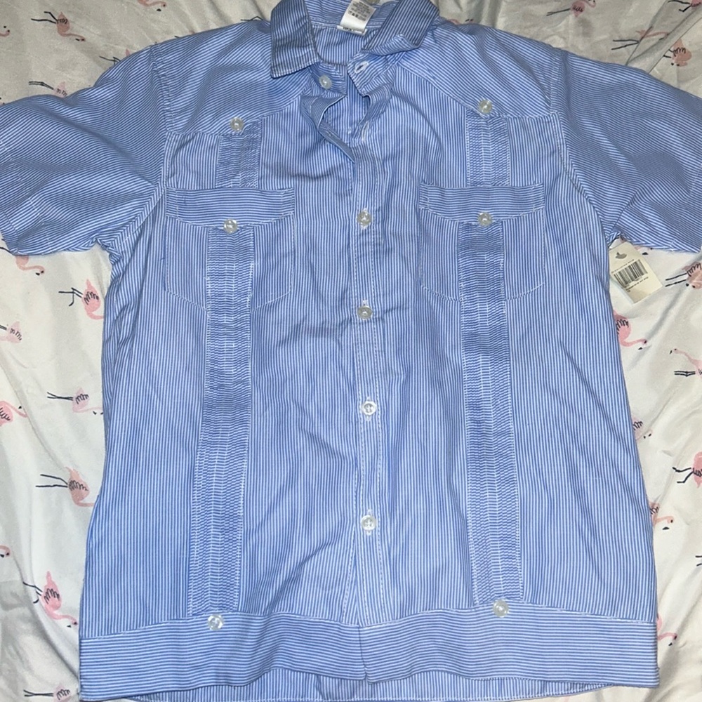 Boys Alba Striped Short Sleeve Button Down Shirt - 8